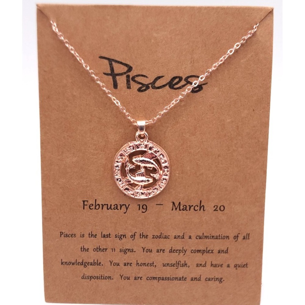 Pisces Zodiac Necklace Rose‎ Gold 18in